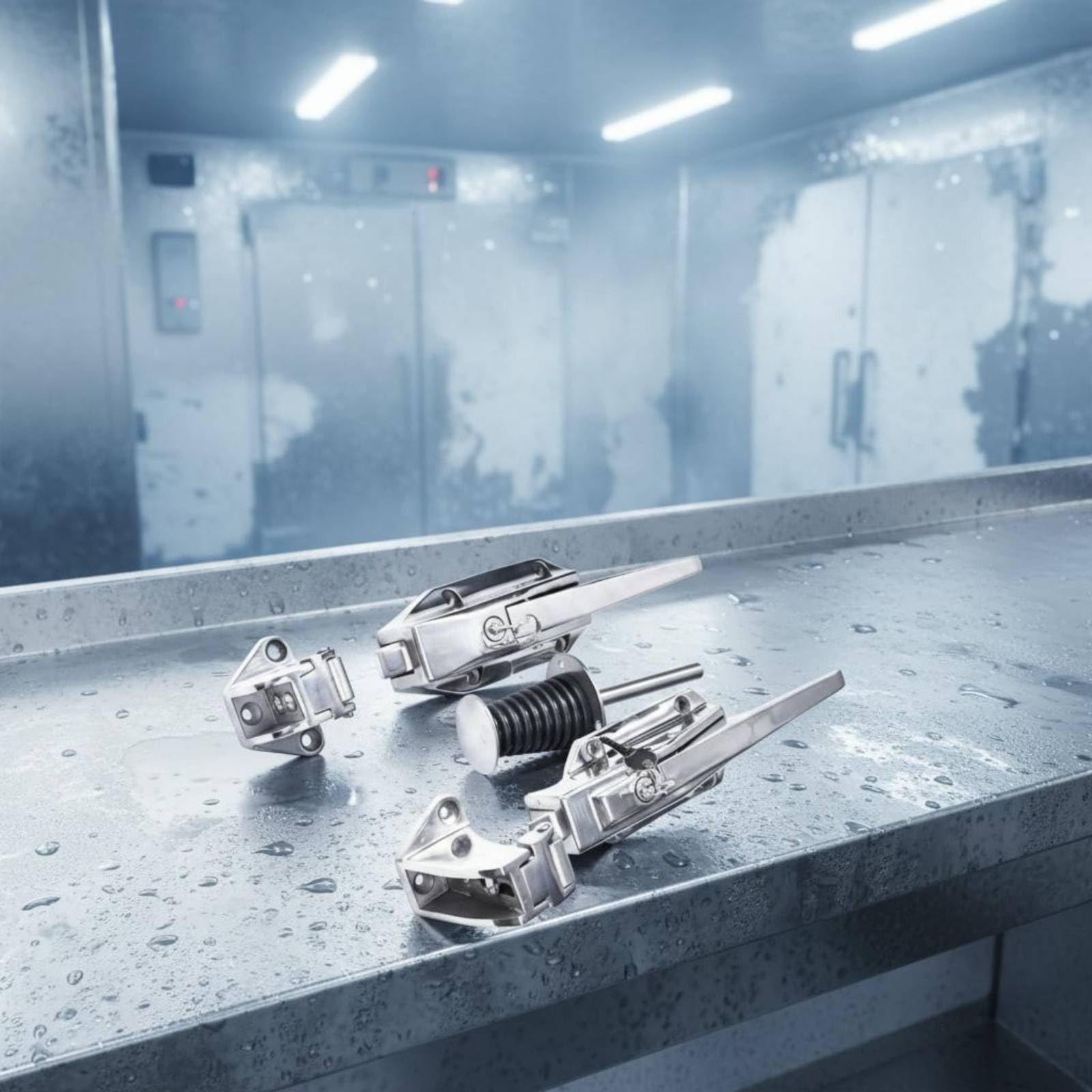 Maniglia per Congelatore Realizzata con Zinco E Acciaio Maniglia Porta Frigorifero Industriale Chiusura Stabile Azionamento Struttura Resistente