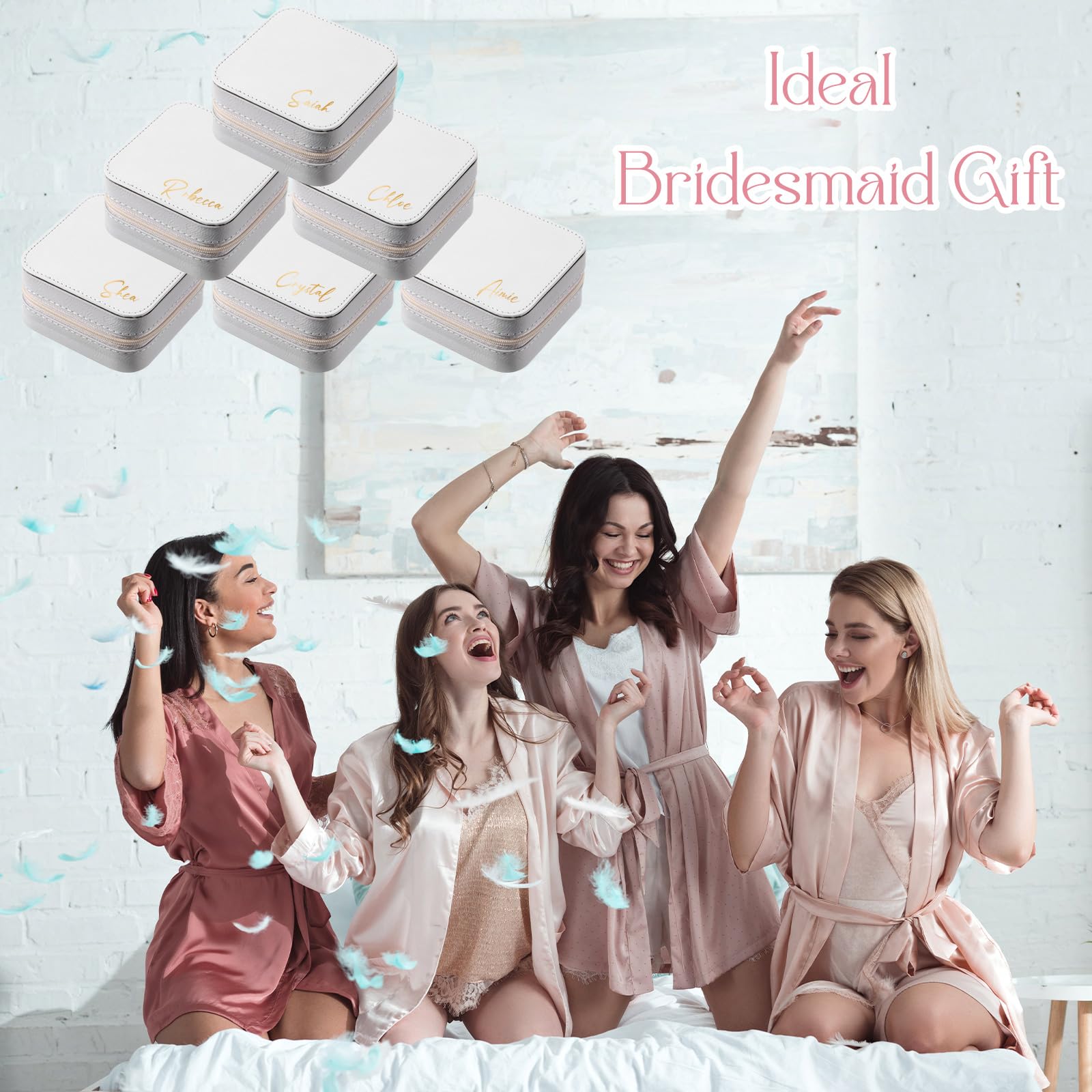 Tondiamo 6 Stück Sublimationsreise-Schmuckkästchen, kleine Reise-Schmuckschatulle, tragbarer Schmuck-Organizer für Reisen, Geschenke für Frauen, Mädchen, Abschlussfeier, Brautjungfer, Hochzeit,