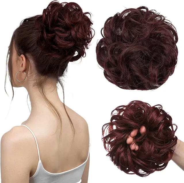 CATOR Chignon Postiche Cheveux Naturel Bouclés Élastique pour Femmes