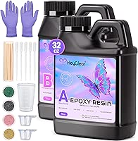 Epoxy Resin Kit 32 oz Crystal Clear, Hard Upgraded 2 Part Epoxy and Hardener for Casting Coating, Jewelry Making, DIY Crafts Art Resina Epoxica para Manualidades