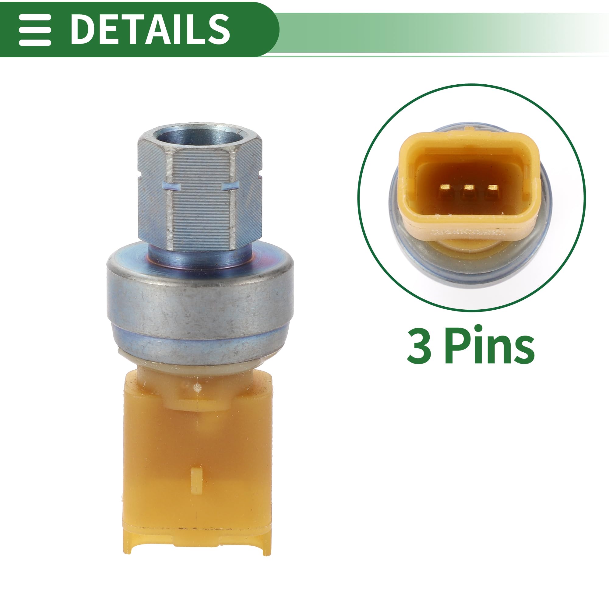 Motoforti Interruptor De Presión Aire Acond. Para Peugeot Partner 08-19 1pc | OE:9673006380, Material:Plástico/Metal, Voltaje:12V, Color:Marrón, Temp:-40-135℃, 3 Pines, Para Peugeot 5008, Reemplazo