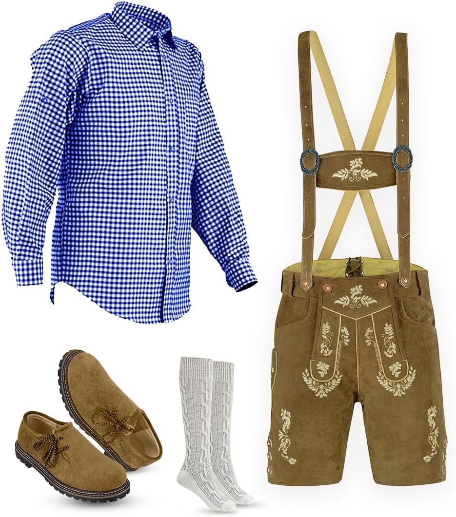 TRENDS Authentic Bavarian Style Lederhosen for Men Oktoberfest Costume โ Oktoberfest Outfits Men with Traditional Detailing