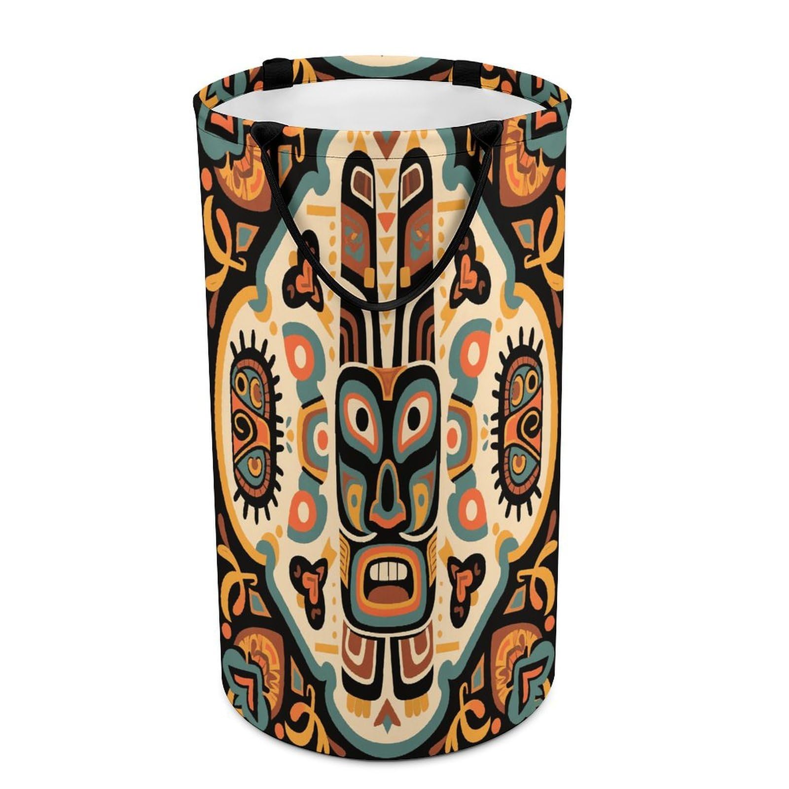 Ethnic Totem Laundry Basket with Handles Large Collapsible Laundry Bag Freestanding Waterproof Clothes Hamper Decor Storage of Dirty Clothe for Family Bathroom 86L