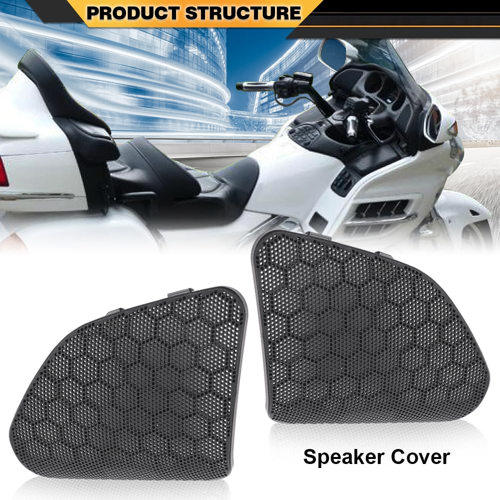 CNNELL Motorcycle Speaker Guard Covers 2Pcs Compatible with Honda GL1800/A Goldwing 2001-2005 64242-MCA-000, 64246-MCA-000