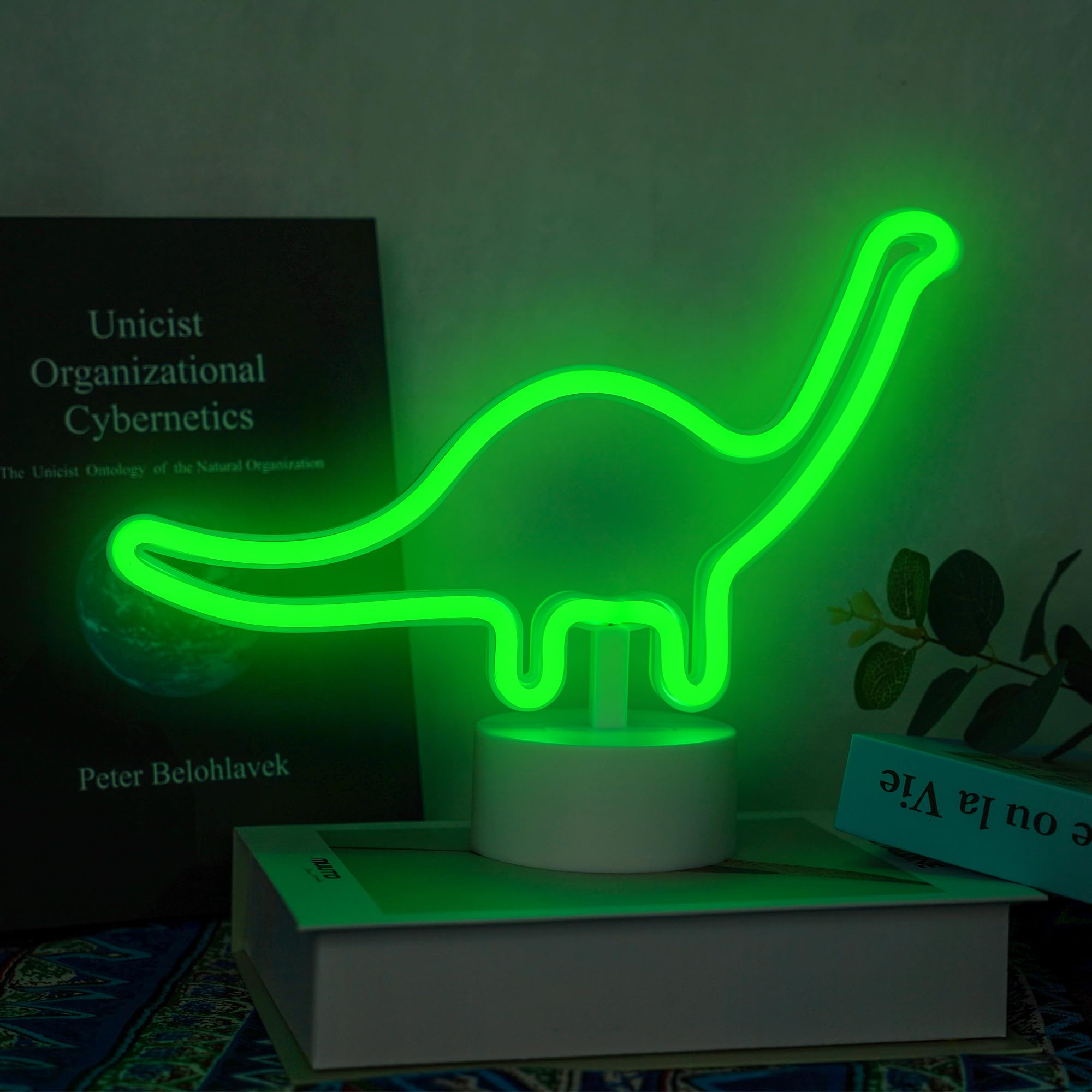 Aslanka Dinosaur Neon Light, Bedroom Night Light, LED Light Signs Powered by Battery/USB, Light Decoration for Christmas Birthday Party Bedroom Table Lamp Children Gifts — image 1