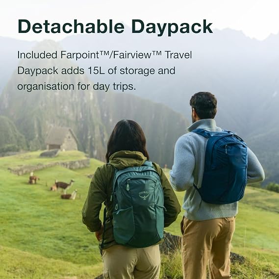 Osprey Farpoint Men's Travel Pack, 70L, Cascade Blue-Torrent Blue