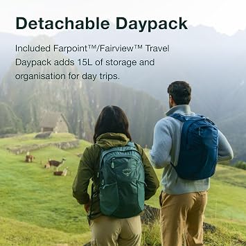 Osprey Farpoint Men's Travel Pack, 70L, Cascade Blue-Torrent Blue