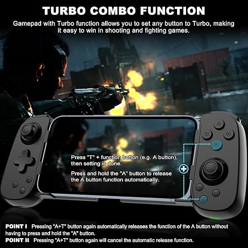 Miniatura 3 de arVin Mobile Gaming Controller for iPhoneiPadAndroidTabletPCSwitchPS3PS4, Wireless Gamepad Joystick with Turbo6-axis GyroVibration, Play Xbox Cloud