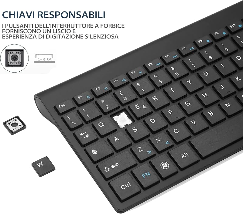 Fonicer 2.4GHz Wireless Ergonomikus Billentyűzet és Egér Szett PC Laptophoz