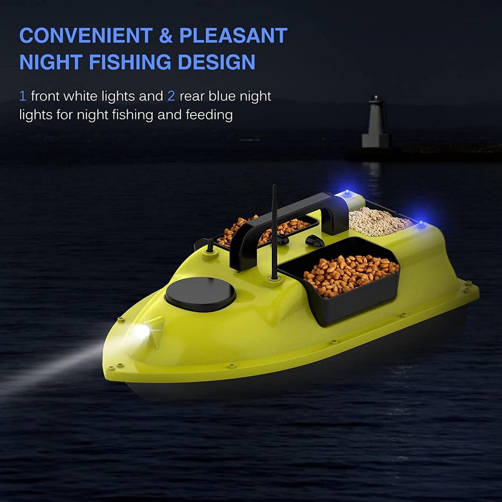 Barca Esca Cercatore di Pesci da Pesca, Barchino Carpfishing GPS con Ecoscandaglio per Pesca sul Ghiaccio Pesca in Kayak, Segna 16 Punti di Pesca, Carico di 2 kg, Batteria da 5200 mAh