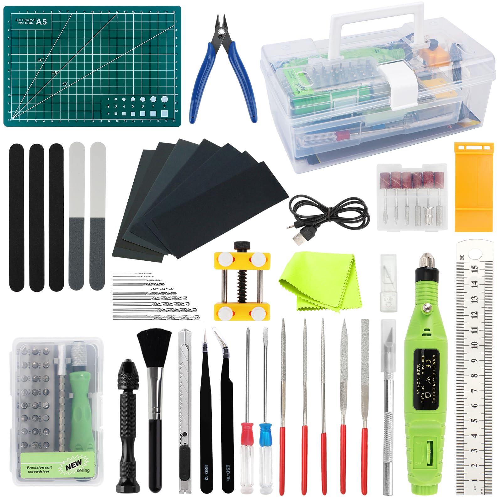 103 Pcs Professional Gundam Model Tool Kit, Hobby Building Tools Kit, Hobby Craft Tools for Plastic Models & Miniatures,Model Building Set with Precision Tools,Grinding & Polishing Accessories