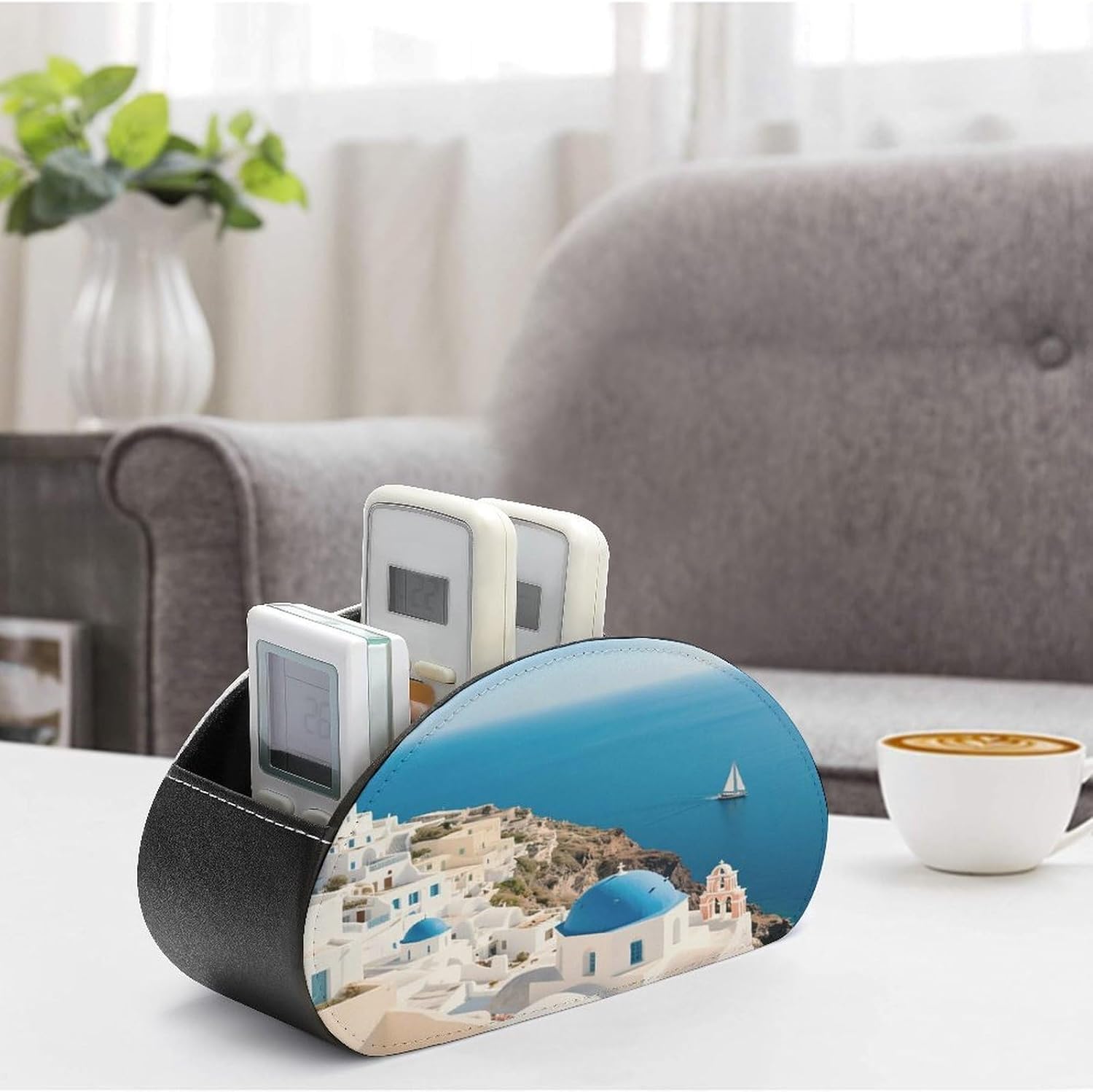 Santorini Greek Island Sea View Remote Control Holder with 5 Compartments image 4