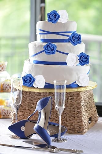 Miniatura 3 de Rosas artificiales, 200 rosas blancas y azul real de 1.97 pulgadas de espuma, cabezas de flores para manualidades, bodas, fiestas, decoración del