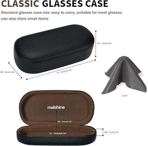 Miniatura 2 de molshine Estuche rígido de cuero para lentes de sol, funda clásica para gafas grandes para mujeres y hombres,Gafas de sol
