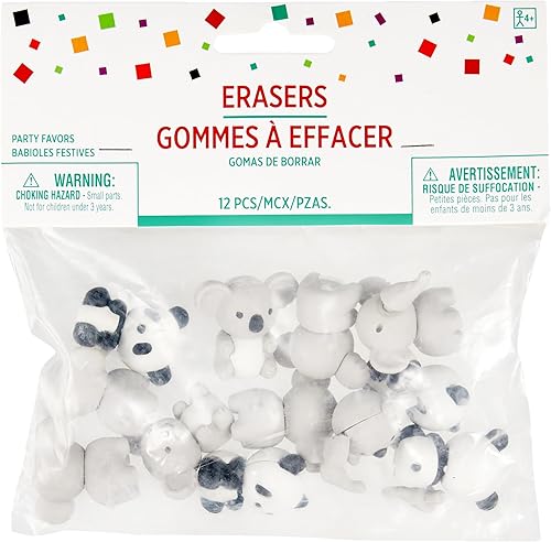 Borrador de animales de la selva, recuerdo de fiesta, 6 x 5.1 pulgadas, diseño surtido, paquete de 12