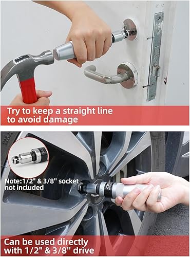 Miniatura 7 de ZKH Destornillador de impacto manual CR-V de 12 pulgada, destornillador de impacto manual reversible que incluye 12 piezas ranuradas, Phillips,