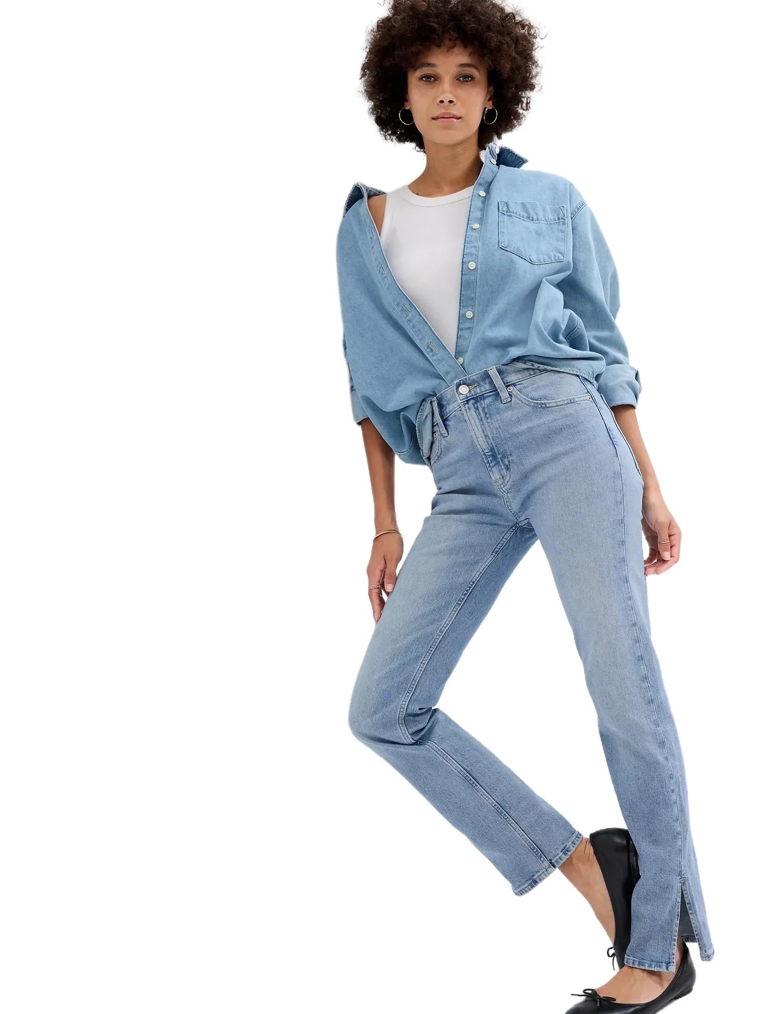 Womens High Rise 90s Straight Fit Denim Jeans