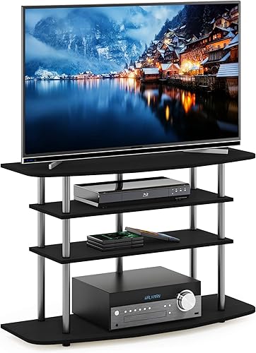 Furinno Frans Turn-N-Tube - Soporte de TV para TV de hasta 43 pulgadas, 4 niveles, roble negro