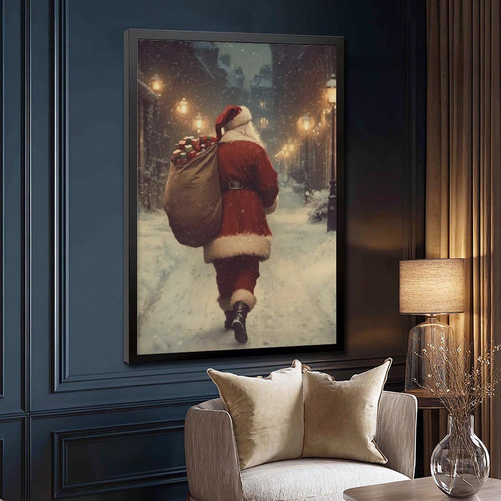 Leinwandposter "Santa Claus Is Coming To Town", Vintage-Weihnachts-Kunst, Wandkunst, Dekor, Bild, Gemälde für Wohnzimmer, Schlafzimmer, Dekoration, 50,8 x 76,2 cm (L x B)