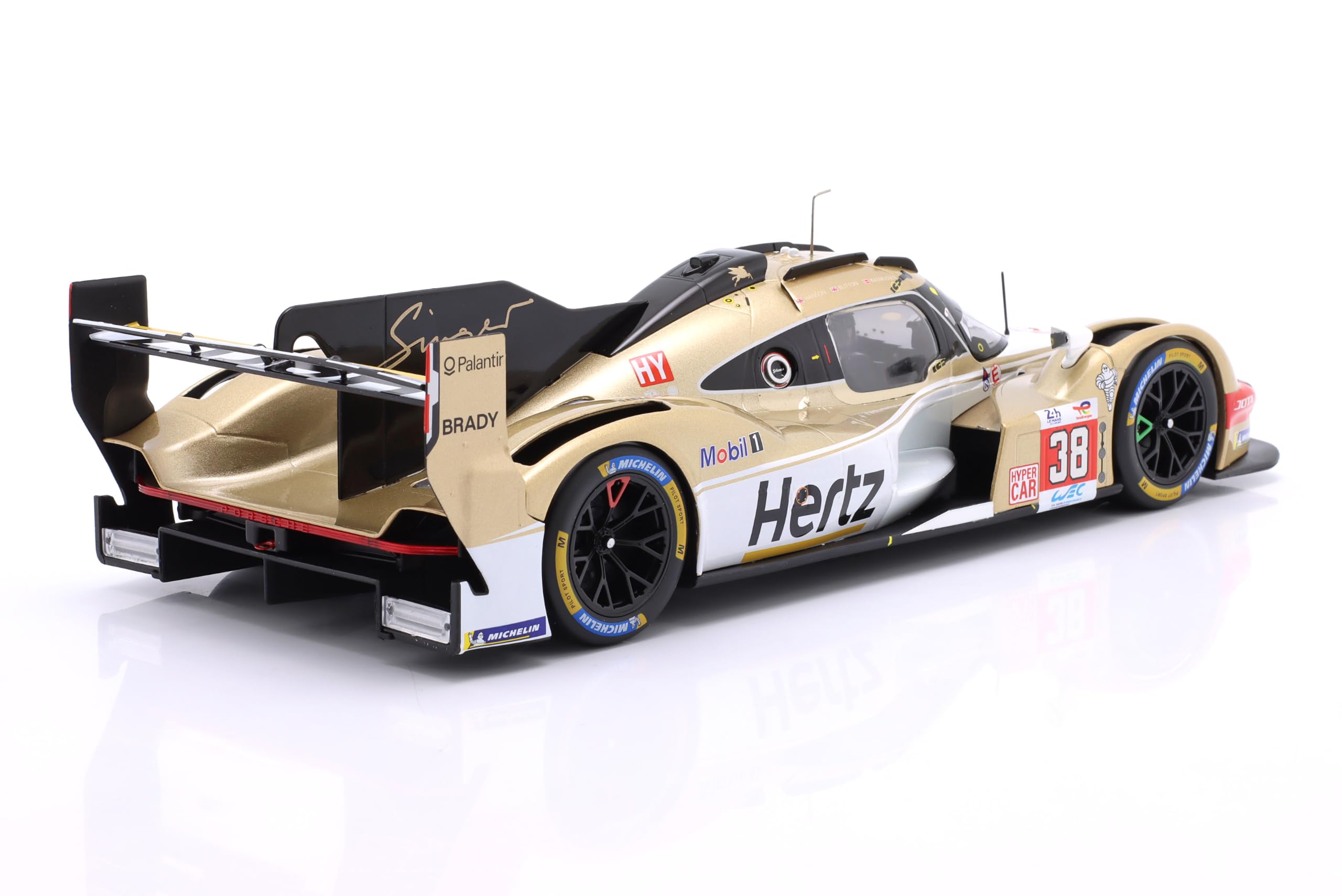OPO 10 Modellino Compatibile con Porsche 963#38 9ª Edizione della 24 Ore di Le Mans 2024, Team Hertz Jota Rasmussen, Button, Hanson, Scala 1/18, IXO 963-LM011