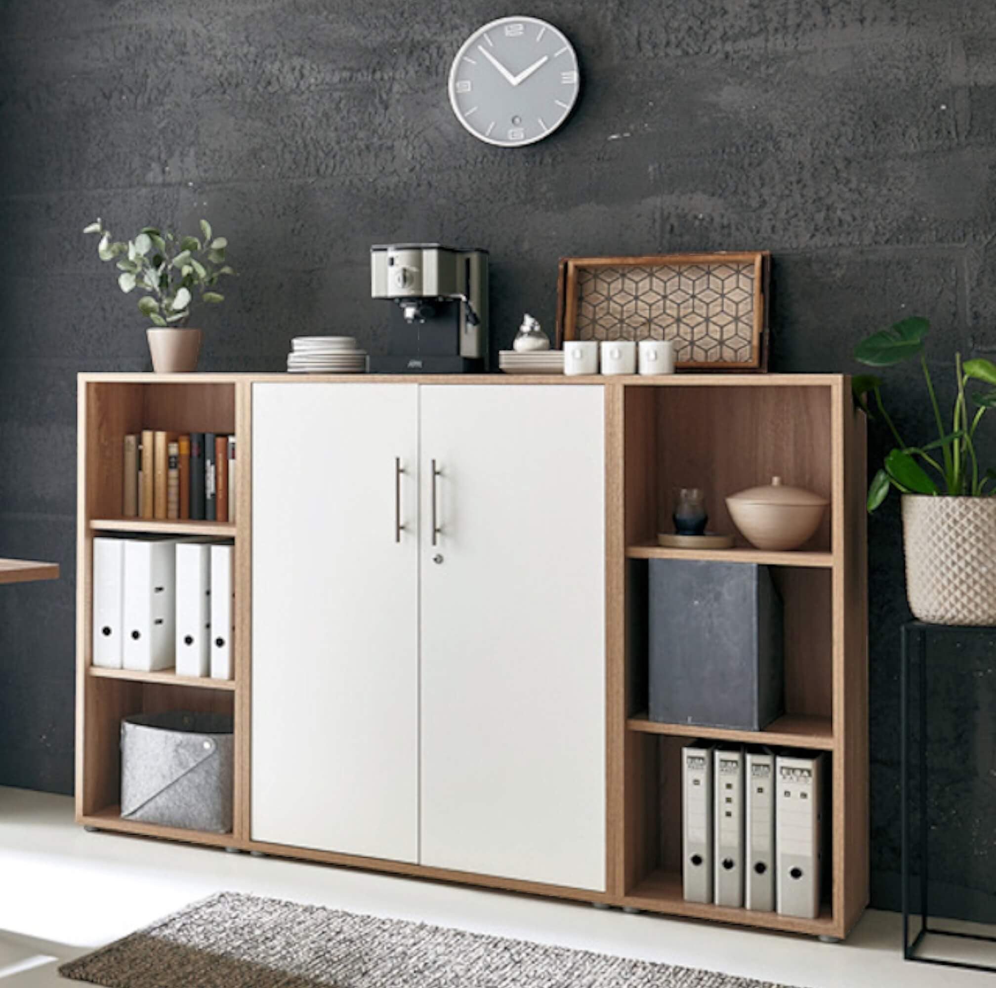Büromöbel Arbeitszimmer Komplett Office Edition Soma Eiche Weiss Matt Set 2