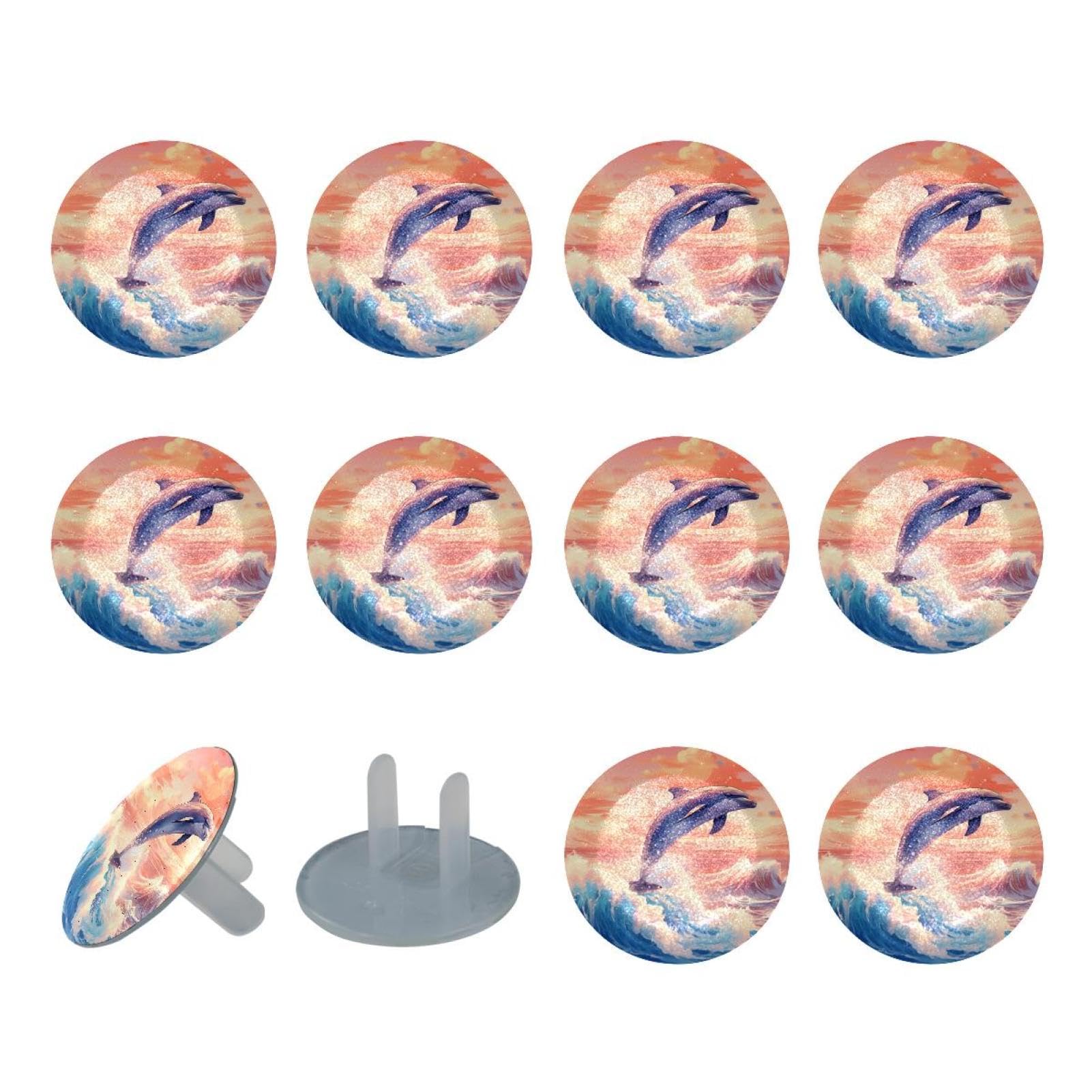 24 Packs Dolphin EChildproof Outlet Covers, lectrical Safety Socket Protection Caps, 2-Prong Power Wall Plate