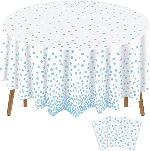 Miniatura 26 de Newwiee 3 manteles redondos de plástico de 84 pulgadas, manteles de confeti de graduación para graduación, boda, despedida de soltera, cumpleaños,