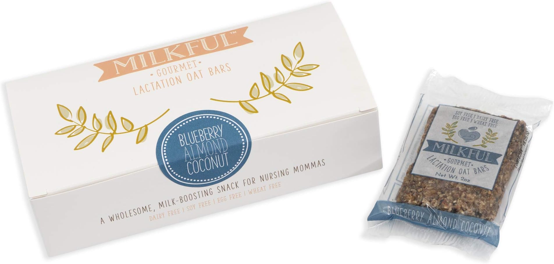 MILKFUL Lactation Bars for Breastfeeding, Blueberry Almond Coconut, Pack of 6