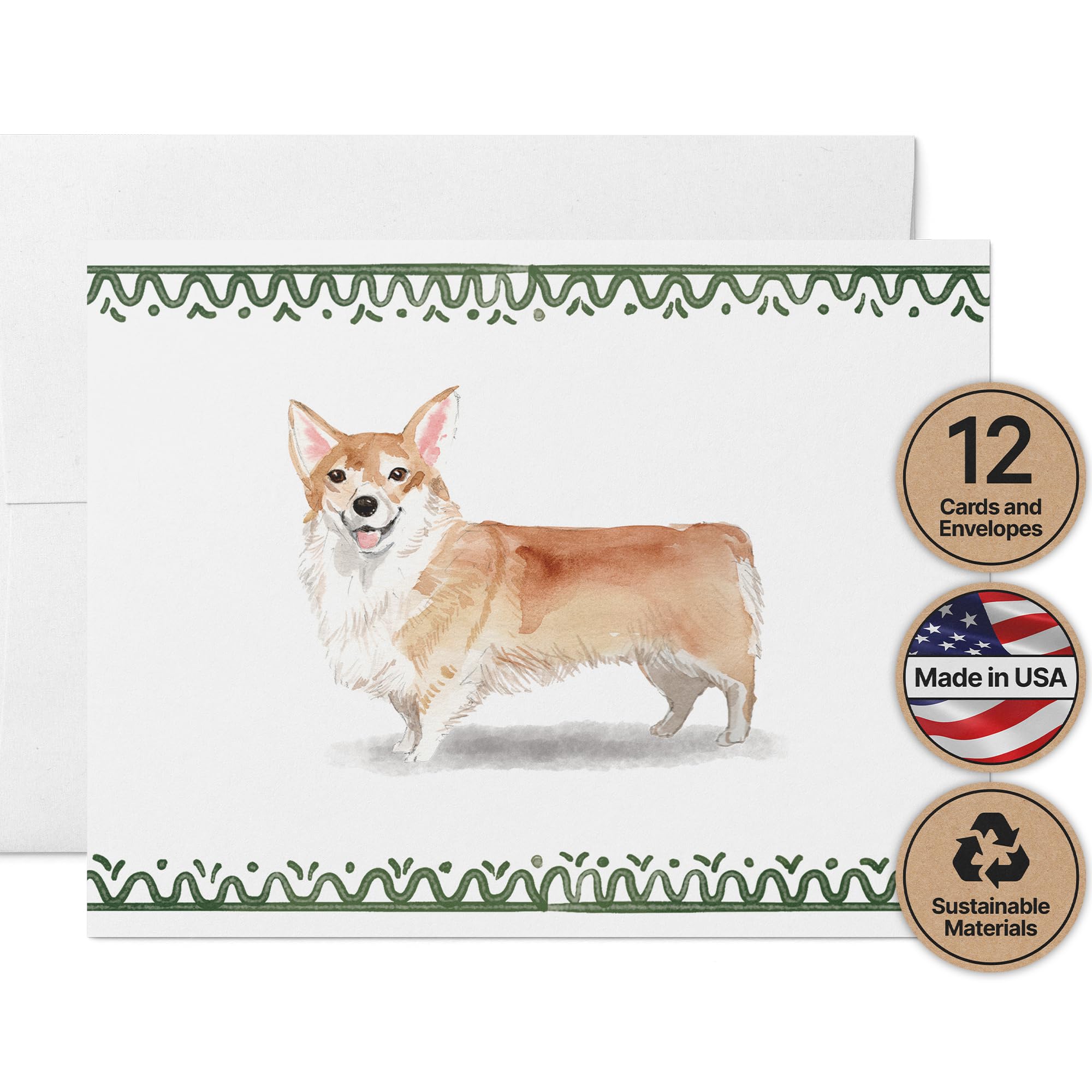 Twigs Paper Pembroke Welsh Corgi Thank You Cards, 12 Dog Note Cards — image 1