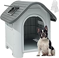 Vista 21 de YITAHOME Dog House Outdoor Plastic Doghouse Water Resistant Pet House with Adjustable Skylight and Elevated Base for Small, Medium, and Large Dogs