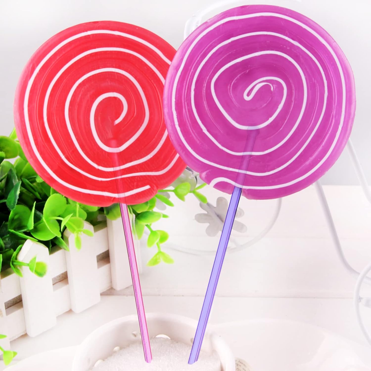 100 PCS 5 Color Plastic Swizzle Sticks, Crystal Cake Pops Cocktail Stirrers
