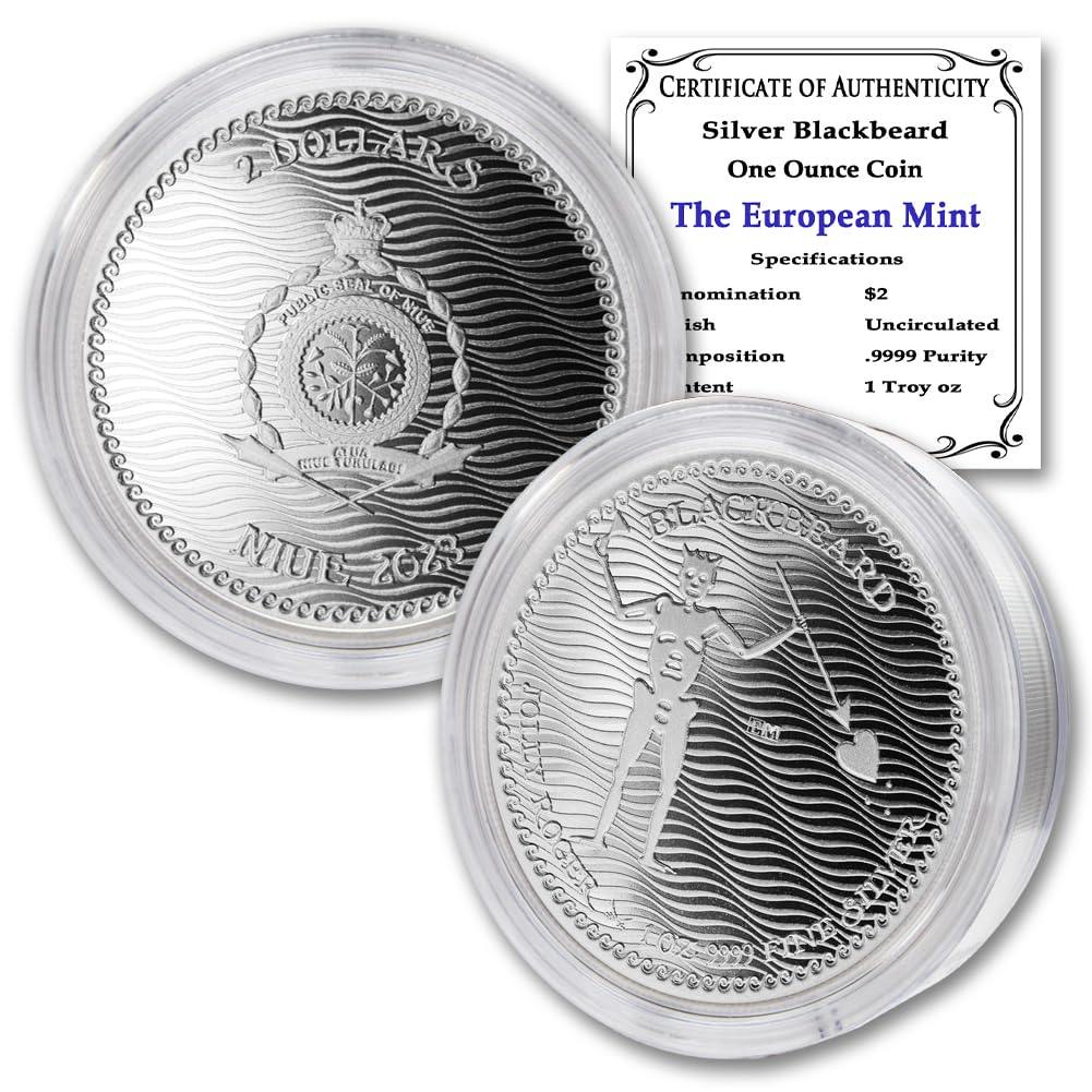 2023 1 Oz Niue Silver Jolly Roger Series Blackbeard Coin | Desertcart  Denmark