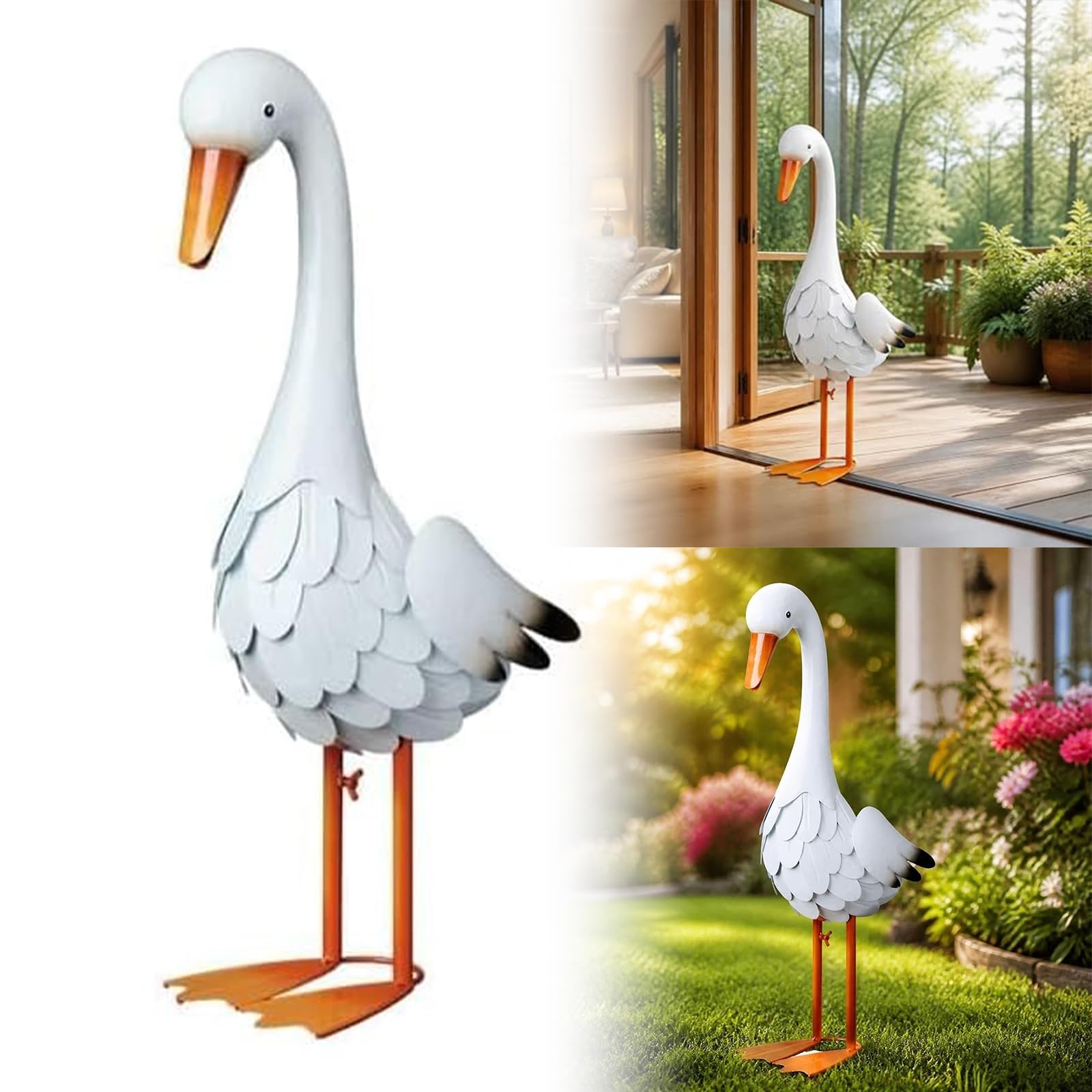 CLBDRESS 2026 New Outdoor Metal Goose Garden Statue - 24″ Large Porch Goose Statues, Realistic Lawn Goose Sculpture for Outdoor Porch Patio Garden Decor, Unique Housewarming Gifts