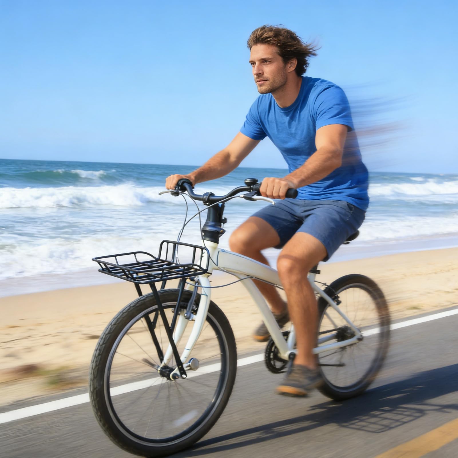 Portapacchi Anteriore Bicicletta - Cesto Portatutto 20" Bici Pieghevole | Installazione Universale Modelli D7 D8 P8 | 32.5x23.5cm Lega Alluminio Integrato Rete Viti Fissaggio | Resistente Pendolari Sp