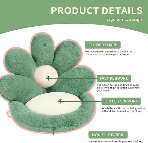 Miniatura 7 de Ditucu Almohada para silla con forma de flor, cojín de asiento lindo de 21 pulgadas, cómodo sofá perezoso, almohadas de suelo, asiento de dormitorio