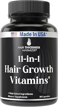 USA Made 11-in-1 Hair Growth Supplements. Vitamins for Thicker Hair