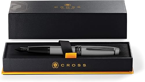 Miniatura 3 de Cross Bailey pluma estilográfica con lacado gris mate, con detalles pulidos de color negro en PVD, punta extrafina