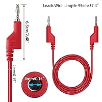 Vista 3 de Sumnacon 2 cables de prueba de enchufe de plátano a plátano, cables de prueba apilables de 0.157 in, cables de clip de multímetro para pruebas