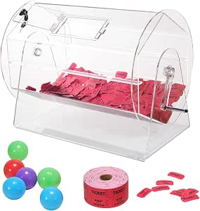 VEVOR Tambor de Lotería de Acrílico para Rifa Capacidad de 10000 Boletos o 300 Bolas Jaula de Juego de Bingo Transparente con 2 Llaves 565 x 1450 mm para Votación, Evento, Fiesta, Sala de Estar