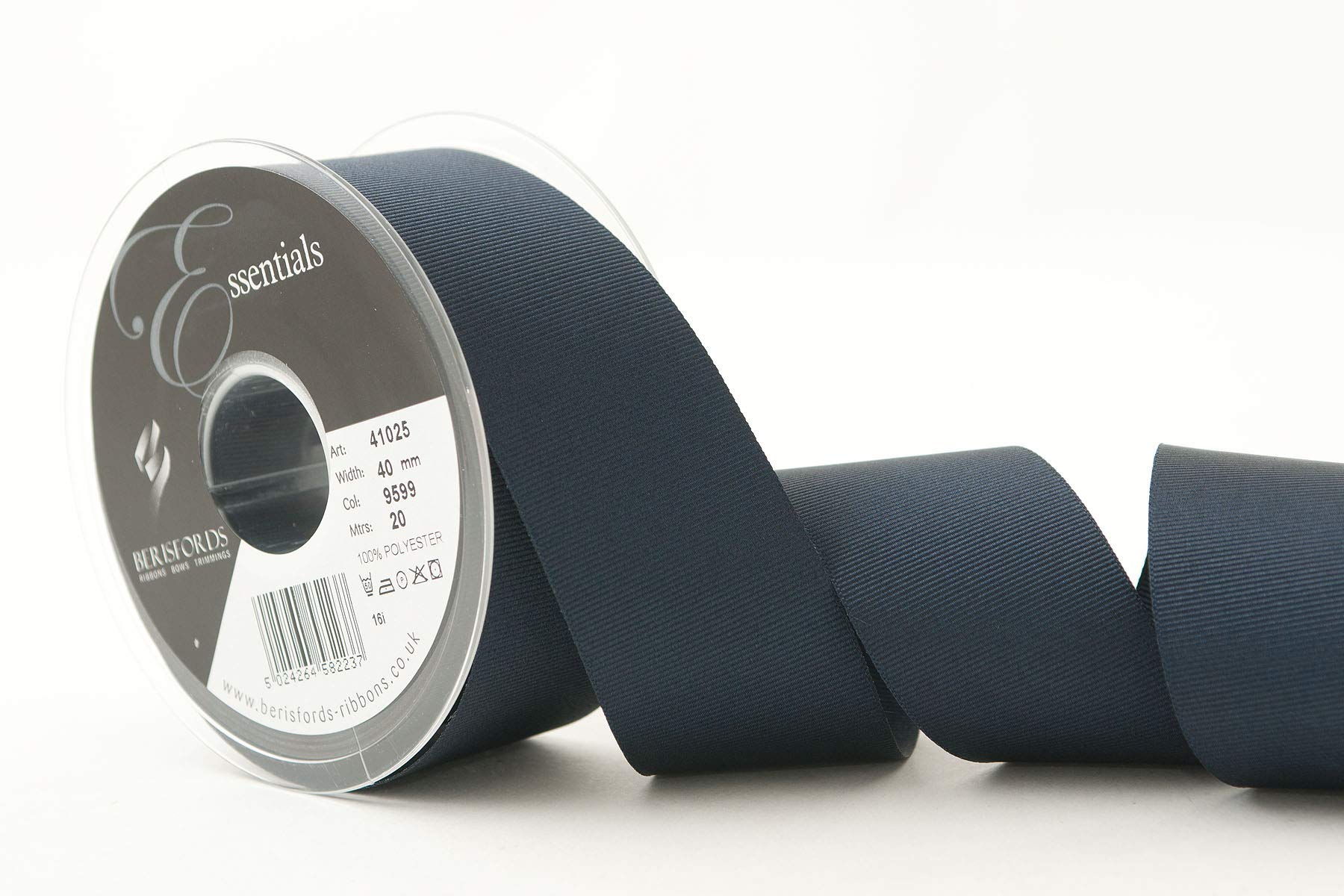 Berisfords Grosgrain, Polyester, Dark Navy, 10.4 x 10.4 x 4.5 cm