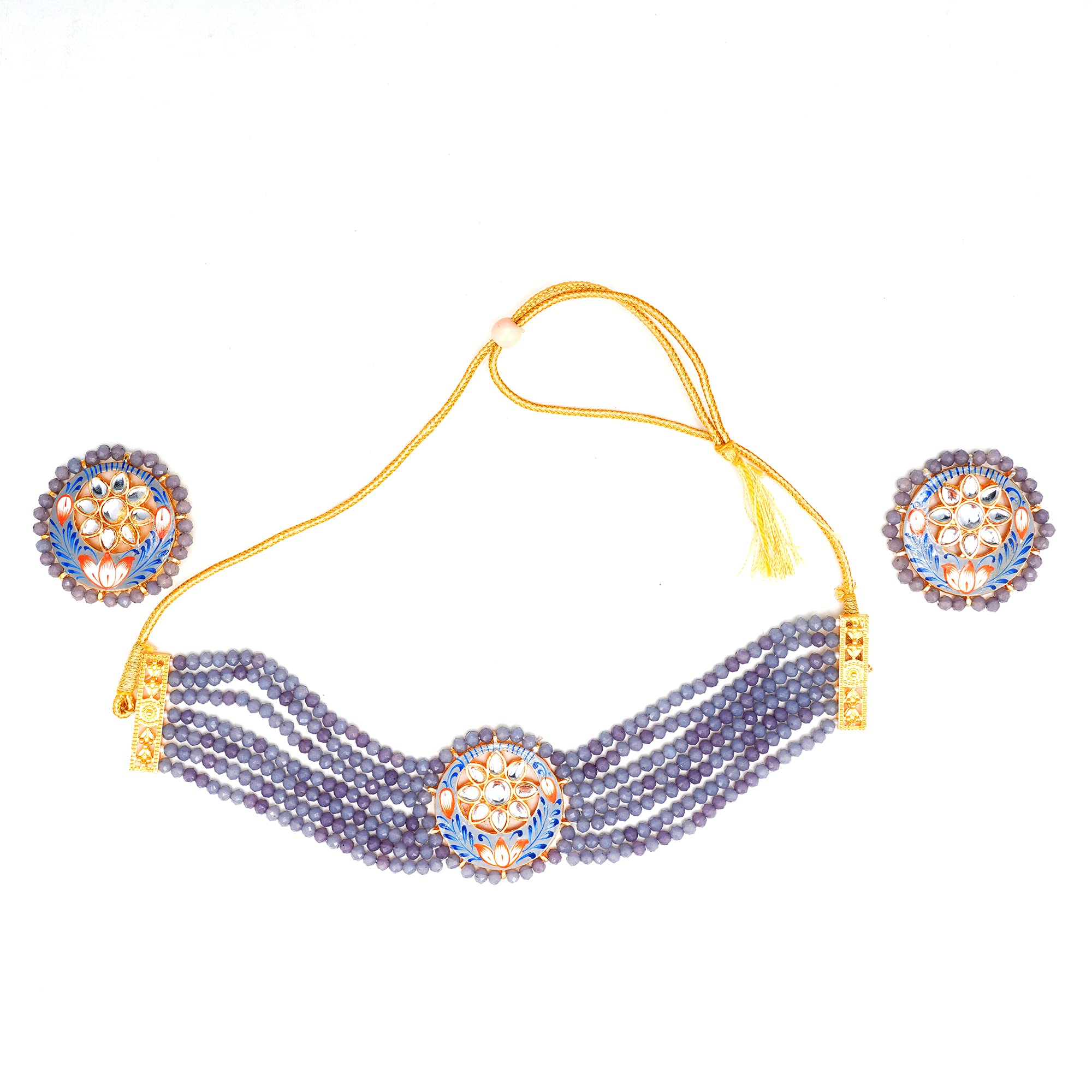 CARDINALPurple Kundan Choker Necklace Set