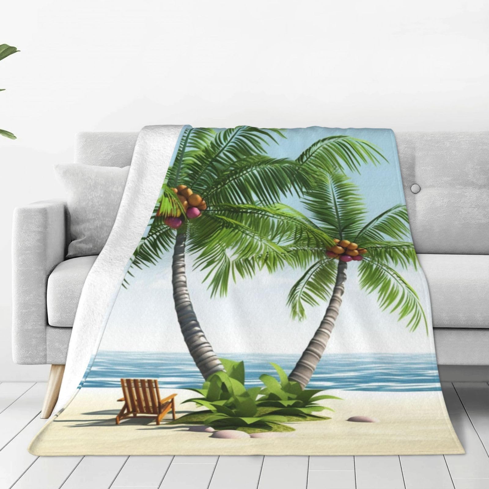KLOPH Tropical Palm Tree Throw Blanket 40"x30" Flannel Fluffy Warm Blanket for Couch, Reversible Plush Blankets for Bed, Comfy Fuzzy Blanket for Sofa, Plush Lightweight-Blankets for All Season