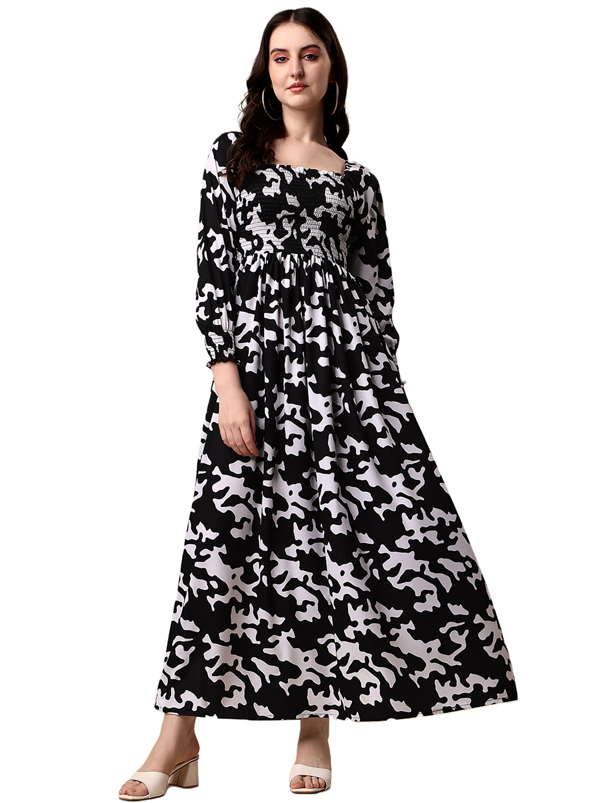 sheetal associates Women's Floral Printed Crepe Full Length Dress-picture-16