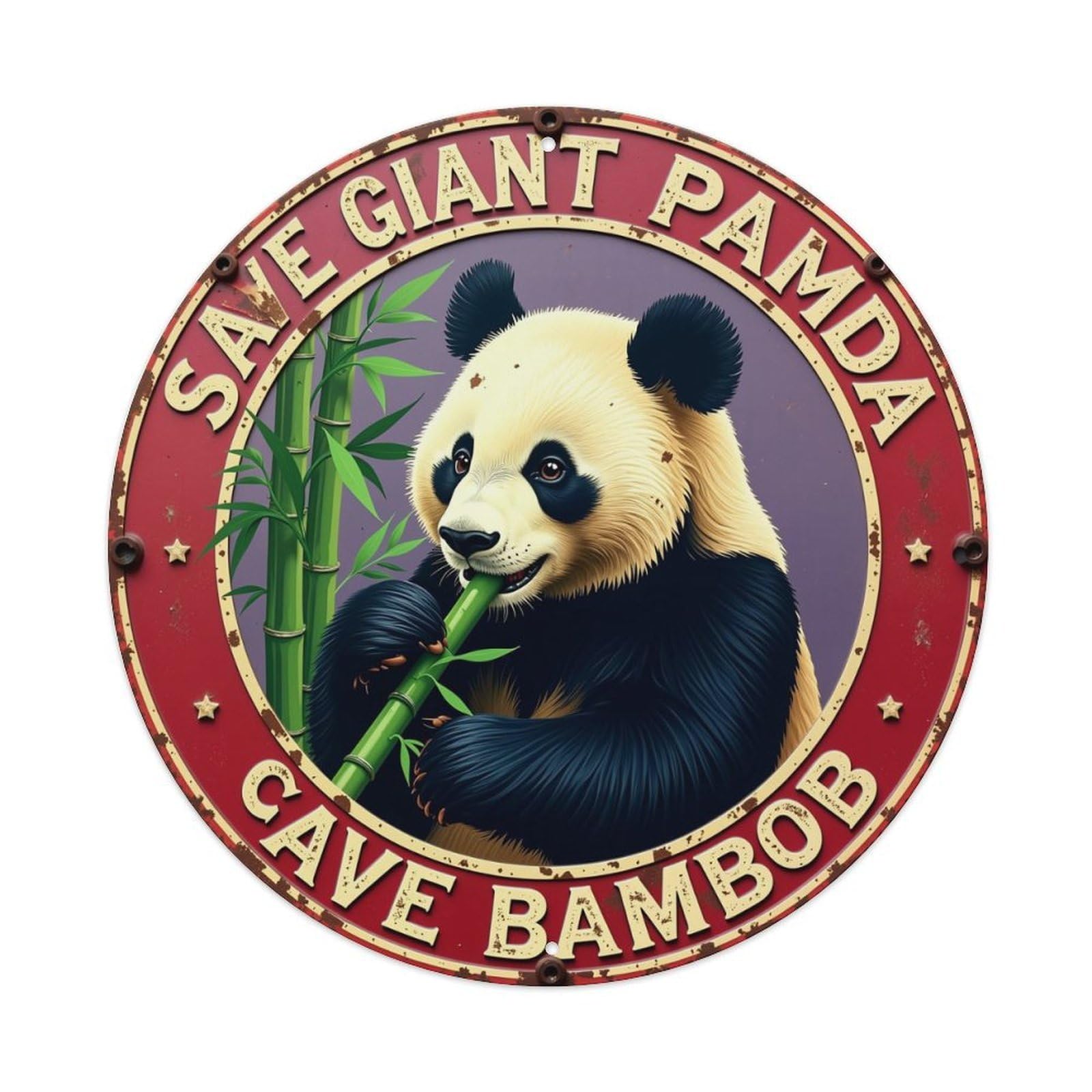 Jdyansheng Vintage Save Giant Panda Cave Bamboo Tin Sign Metal Poster Metal Signs For Home Man Cave Bar Cafe Kitchen Laundry Room Wall Decorations 8X8 Inches
