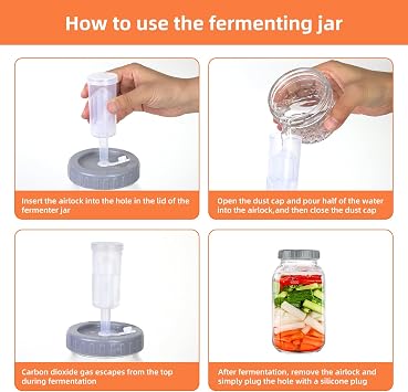 Fermentation Jars 2 Pack 2L Kimchi Container,Fermenting Jar with Airlock Perfect for Fermentation Kimchi Sauerkraut Sourdough Starter Kefir Glass Jars with Lids