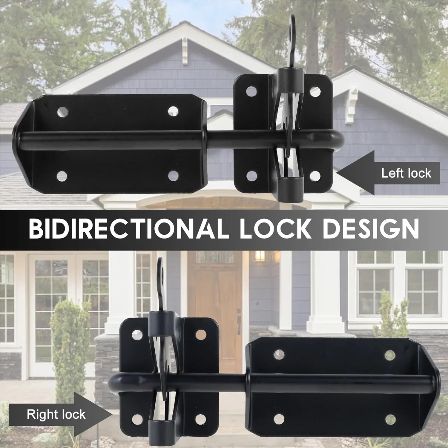 Gate Latch 4pcs Heavy Duty Self Locking Gate Latch with Cable Pull Iron Fence Door Latches for Wooden Fence Courtyard Outdoor Barn Doors Shed for Secure Yard and Garden