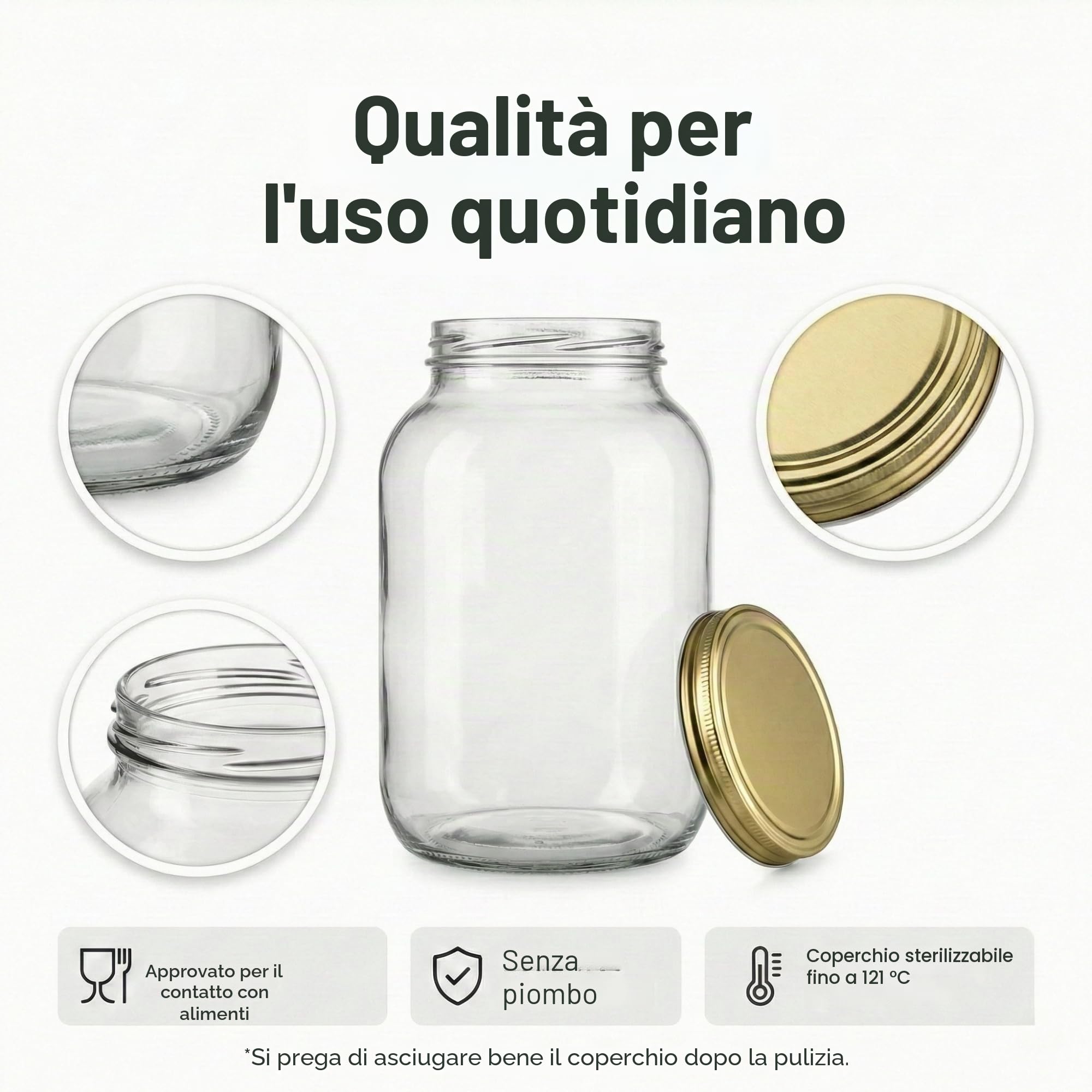 myFERMENTS - Set di 2 barattoli in vetro 4,25L con coperchi | Vaso per conservazione e fermentazione | Vasetto largo per crauti, kimchi, kombucha | Vetro senza piombo, incolore, vetro