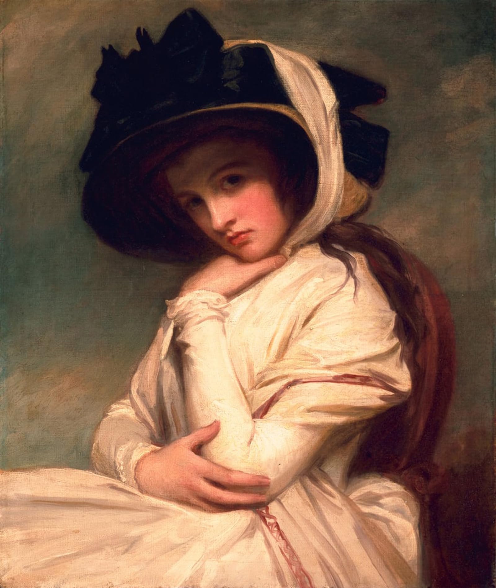 POSTERIIk Vintage Classic Picture Landscape Artwork Emma Hart Later Lady in a Straw Hat by George Romney Portrait Canvas Painting for Office Home Decor 60x90cm