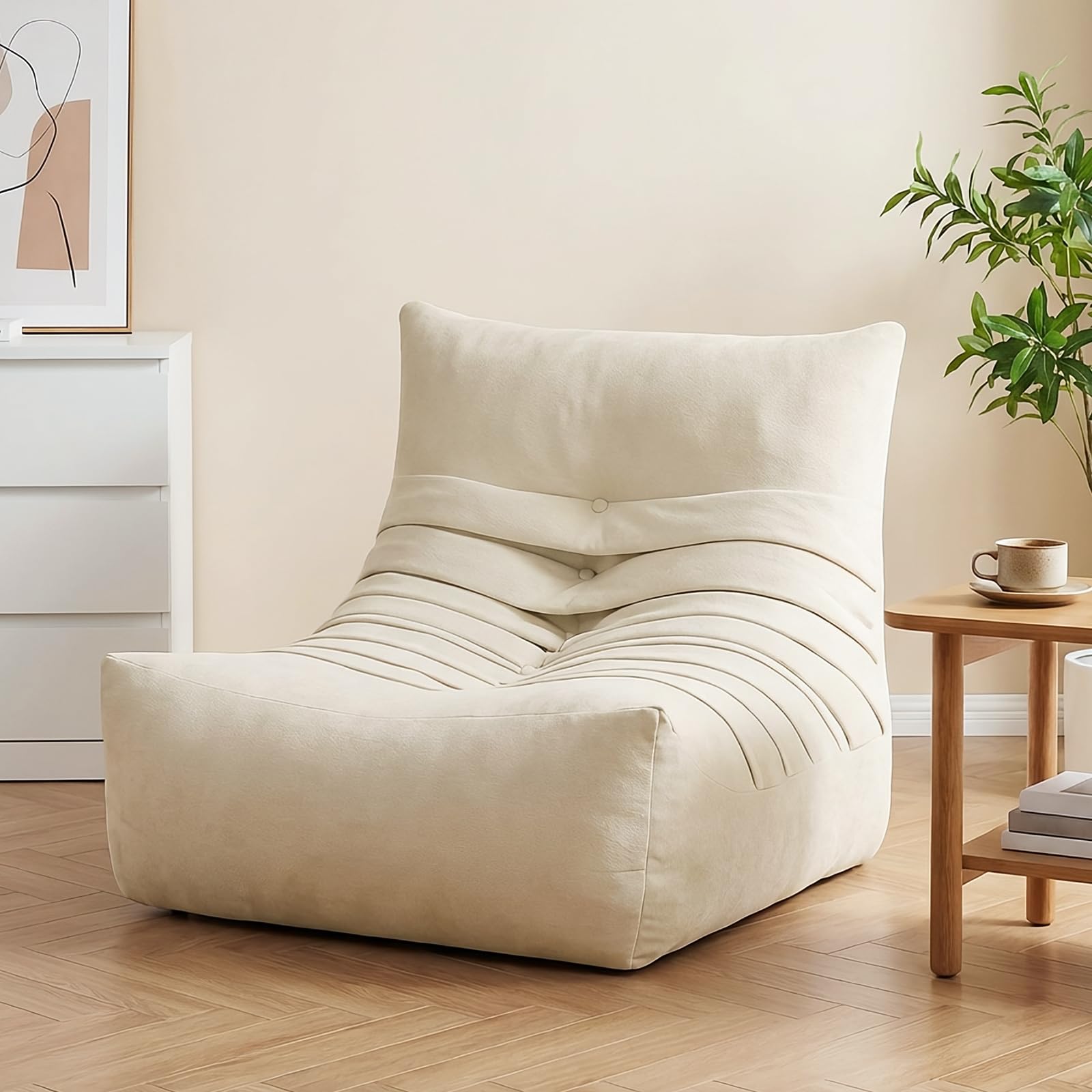 HOOBRO Pouf Poire Chenille, Beige EBE04SO01