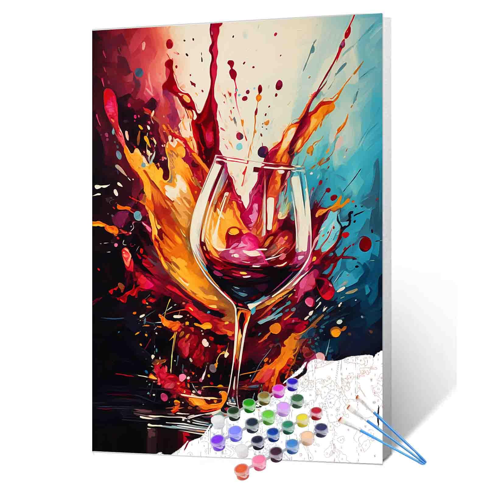 Peinture par numéros débutant kit toile acrylique déco cuisine motif boisson